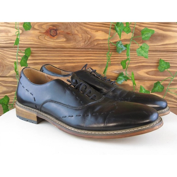 Zanzara Sz‎ 10 Oxfords Black Leather Men Lace Up JH390S20 Medium (D, M) - Picture 4 of 11